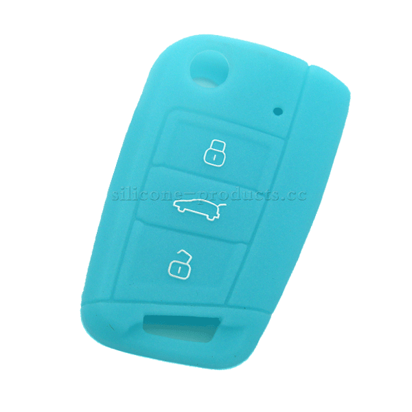 Golf7 car key cover,lightblue,3 buttons,Wrapped around the key head design.