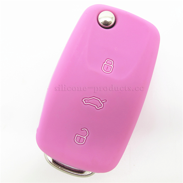Polo car key cover,pink-red,3 bottons,with logo 