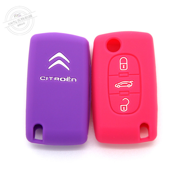 Citroen car key covers, multi-colors silicone car key case, hot sale car key casing for Citroen