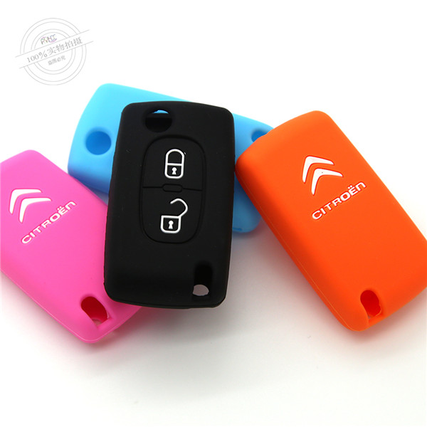 Citroen car key covers, silicone car key case, low price silicone car key protective, 2 buttons, black