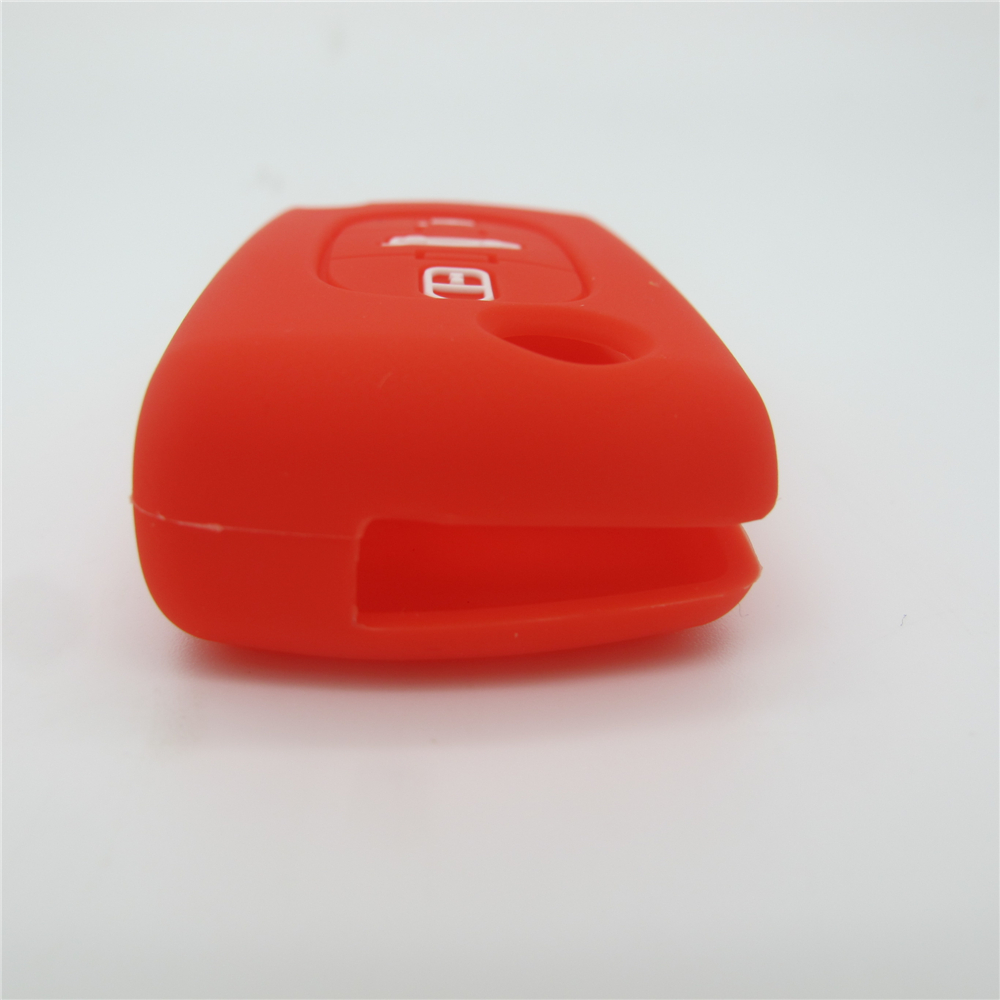 Peugeot car key covers, silicone car key case, good toughness car key protector, red, three buttons
