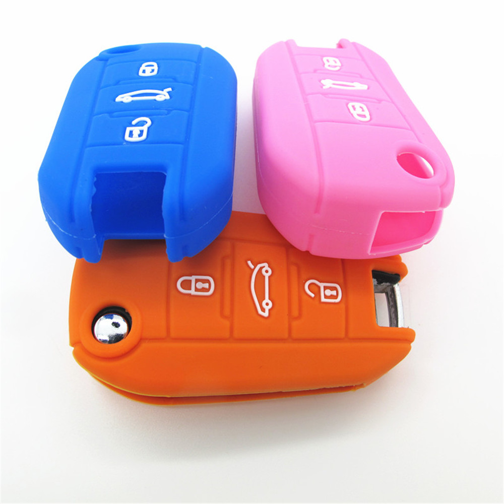 Peugeot car key covers, silicone car key wallet, remote control key covers, dust-proof silicone key case