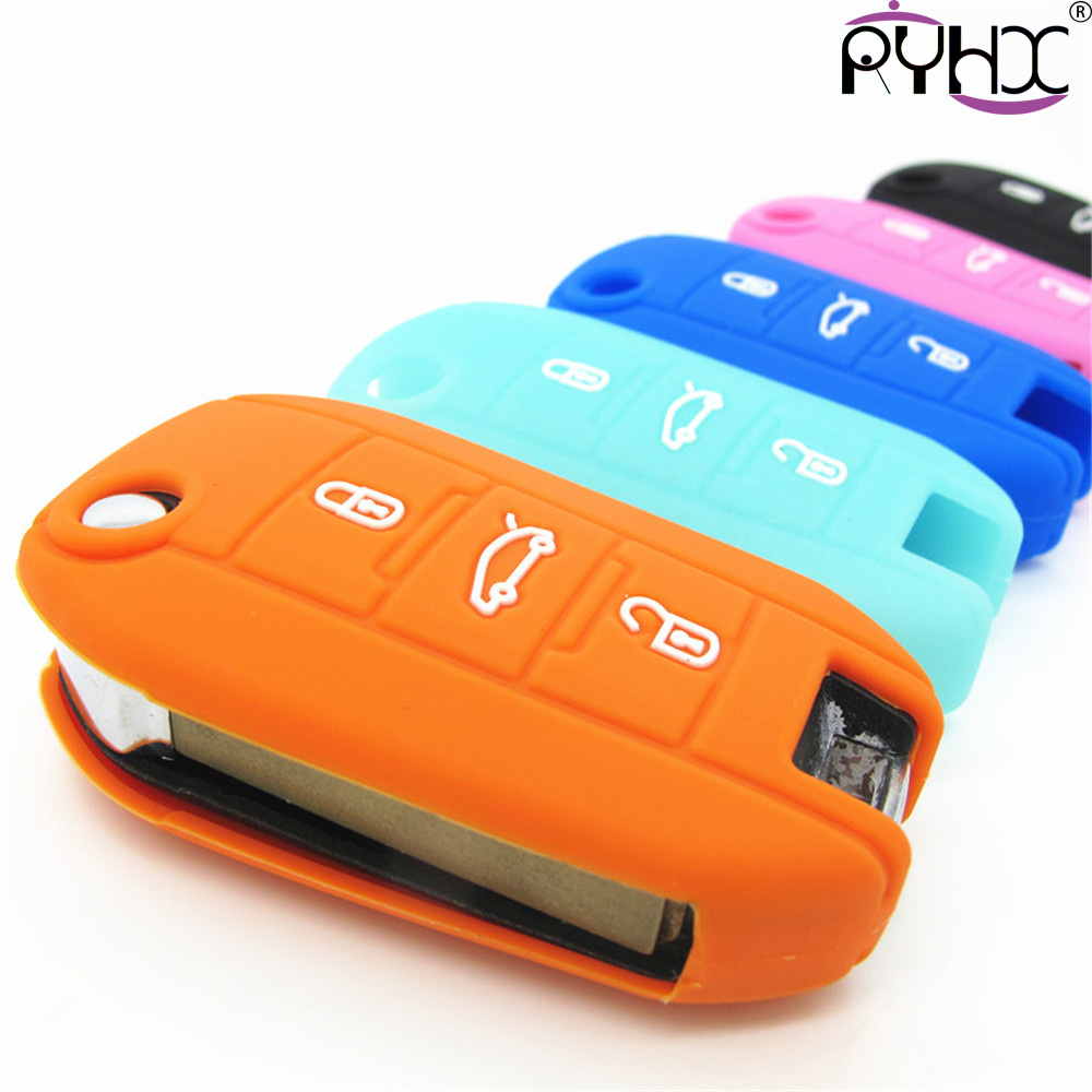 Peugeot car key covers,colourful silicone key remote cover, with 2 button