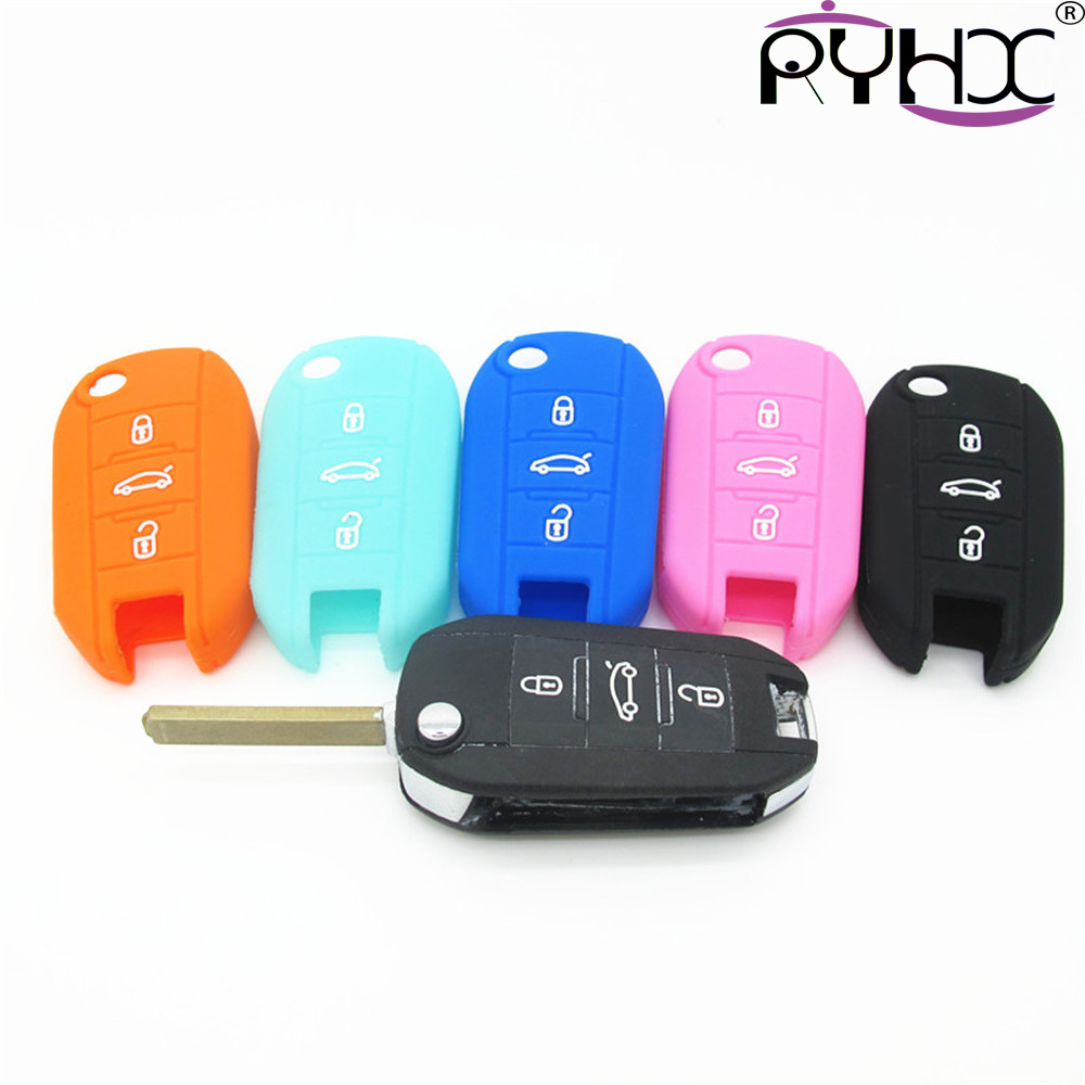 Peugeot car key covers, silicone car key case, dust-proof and waterproof car key protector,pink