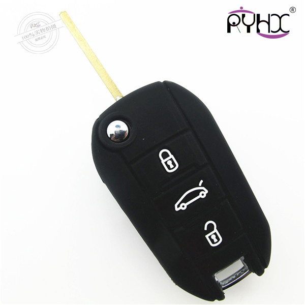 Peugeot key covers, non-toxic silicone car key case, waterproof silicone key protector