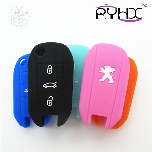 Peugeot car key covers, silicone car key case, dust-proof and waterproof car key protector,pink