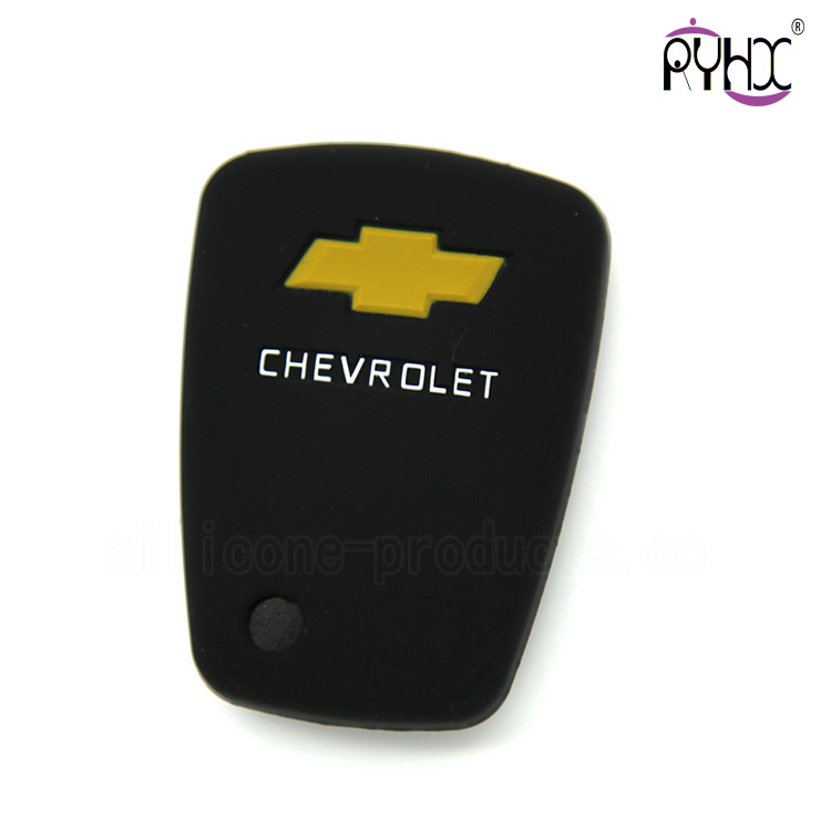 Chevrolet car key shell, silicone key protective cover for car, low price silicone car accessories, black key case for car
