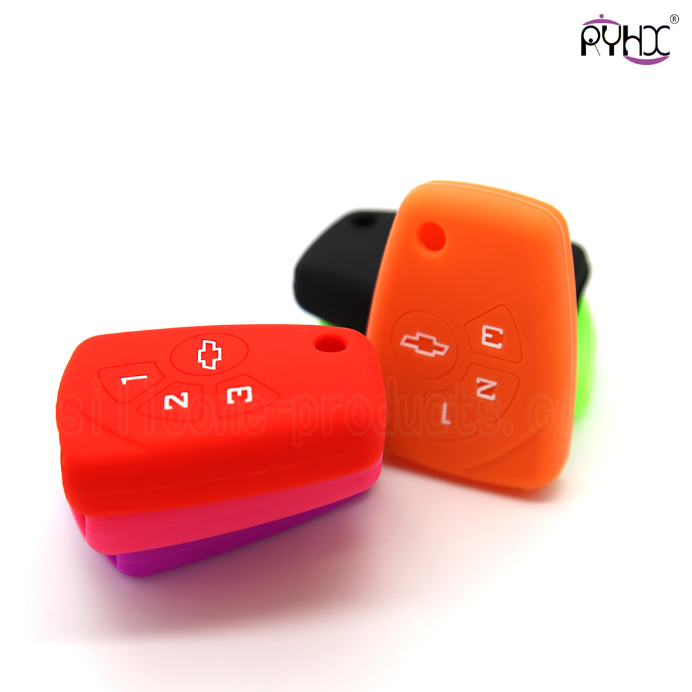 Chevrolet car key shell, silicone key protective cover for car, low price silicone car accessories, black key case for car