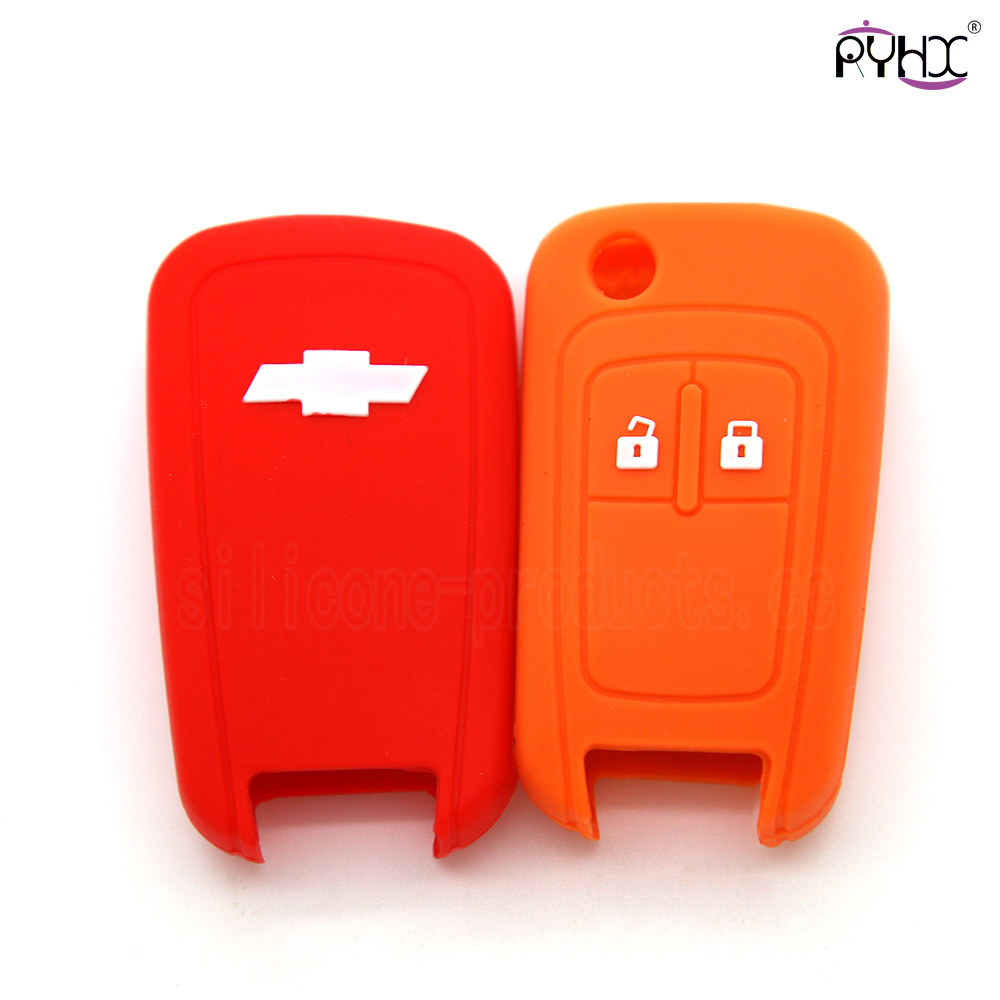 Chevrolet remote control car key covers, colorful silicone car key shell, good toughness car key sleeve, red key case for car