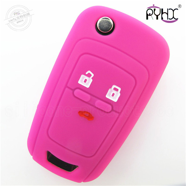 Chevrolet Cruze car key silicone case, car key silicone protective cover, cheap silicone car key shell for Cruze,pink