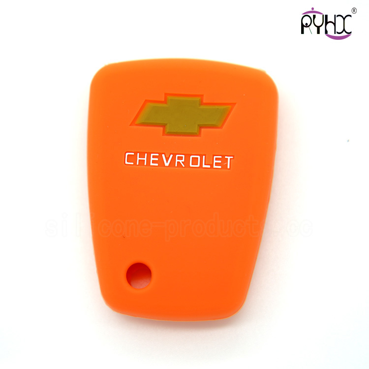 Chevrolet car key protective covers, car key silicone case for chevrolet, wholesale car key silicone shell,orange