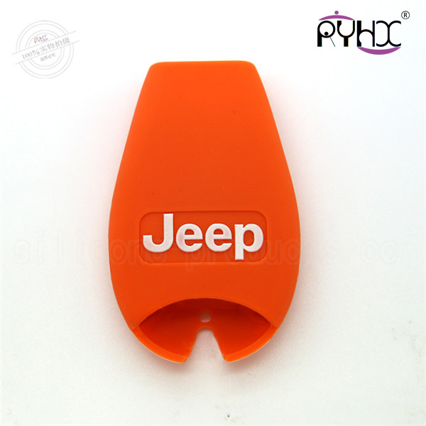 Jeep car key silicone protector, silicone car key case for Jeep, Jeep logo key covers, orange car key shell