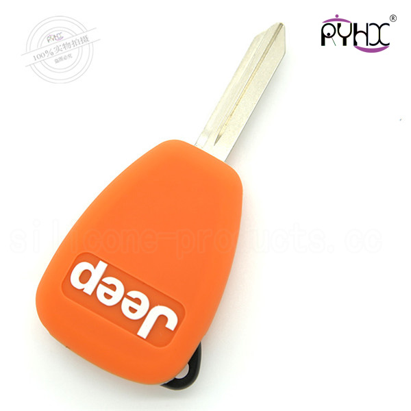 Jeep compass silicone car key case, car key protective covers, silicone auto key casing,orange, 3 buttons