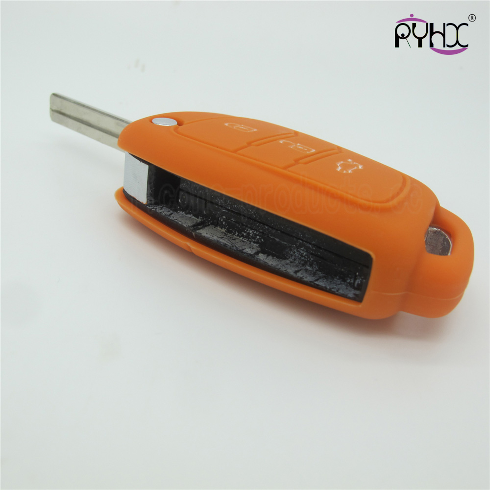 Hyundai mistra car key silicone protector, no fade silicone car key case, non-toxic silicone key covers for Hyundai, orange,3 buttons