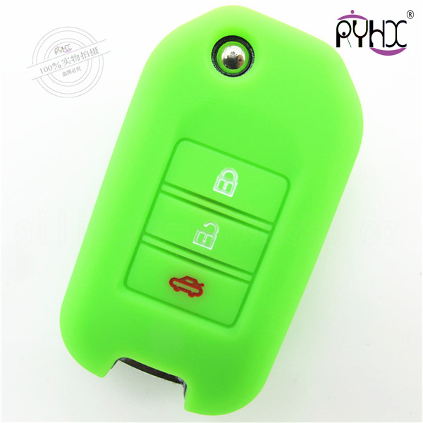 Honda City silicone key casing, car remote control key silicone skin, China car key case for Honda, blue key covers.