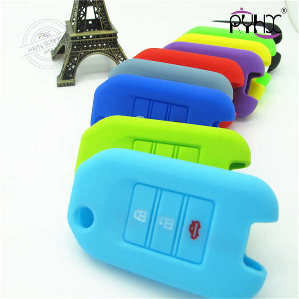 Honda City silicone key casing, car remote control key silicone skin, China car key case for Honda, blue key covers.