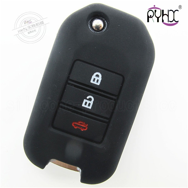 Honda Accord, City key silicone covers, universal key protective case for Honda Accord and City, black silicone car key shell for Honda 3 buttons