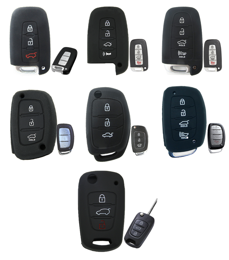 Hyundai black silicone car key cover from China silicone skins supplier