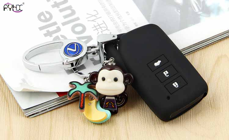 3-button black lexus silicone key cover 2