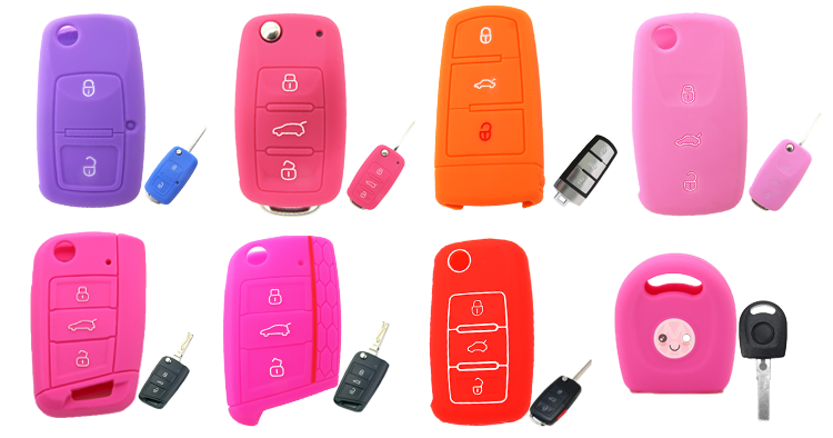 VW Silicone Car Key Case Cover for Volkswagen 3-button/2-button New ALL Remote Key Fob