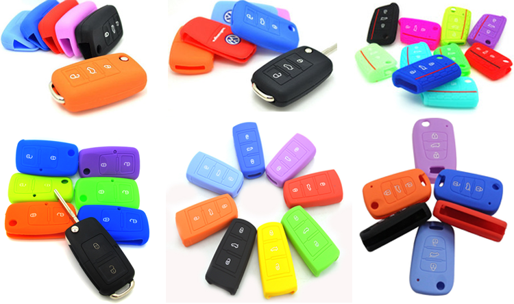 Coloured Sillicone Car Key Cover Protector,car key case for VW 3-Button key fob