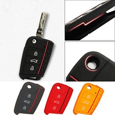 VW Golf 7 Key Cover Protector Skin Shell Jacket  ​For VW GTI MK7 3-Button Flip Remote Fob​-Skoda Octavia A7/Seat Leon.