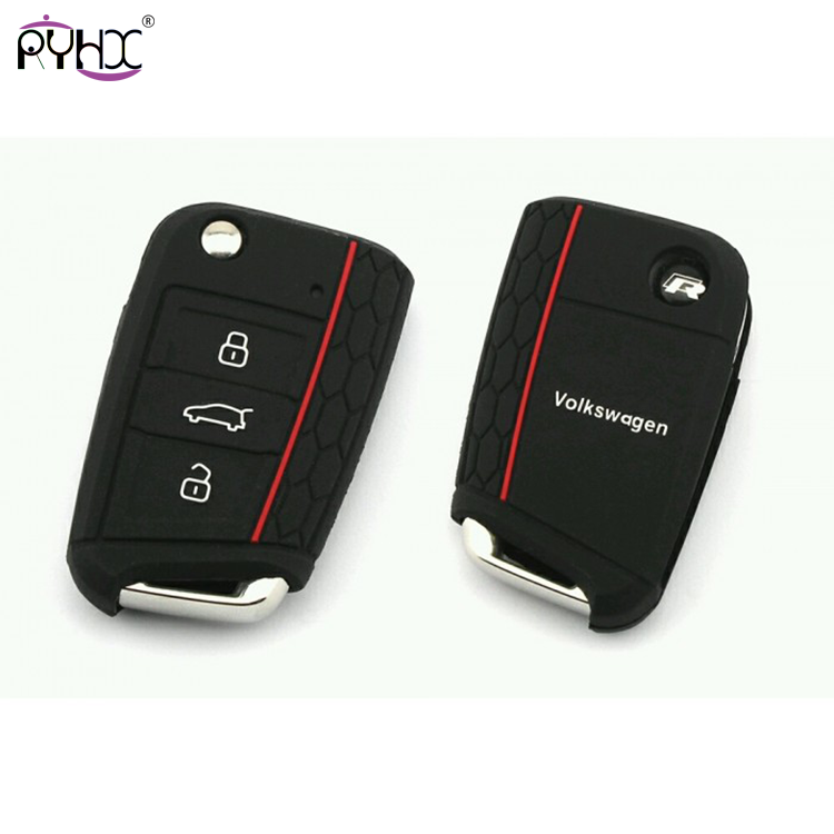 VW Golf 7 Key Cover Protector Skin Shell Jacket  ​For VW GTI MK7 3-Button Flip Remote Fob​-Skoda Octavia A7/Seat Leon.