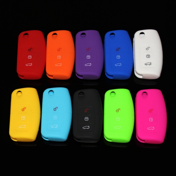 Online wholesale sky-blue Ford Focus silicone key cover,3 button.