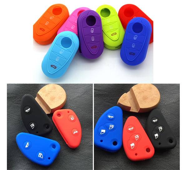 Alfa Romeo Key Fob Cover – Coloured silicone car key cover for 3 kinds of Alfa Romeo flip key-Mito/Giulietta/159/GTA/147/166/GT/JTD/156/TS.