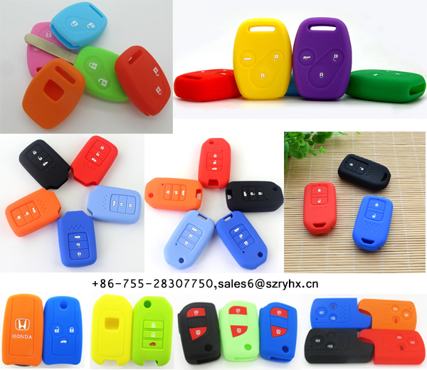 Honda Key Fob Cover -Colorful silicone key cover for Honda Accord City Civic CRV Pilot Ridgeline Odeysey Crosstour Fit Jazz Jade Crider car key here.