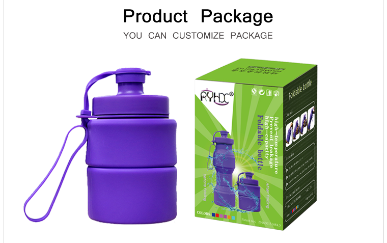 CUSTOM foldable water bottles,BPA Free,soft silicone and rubber.