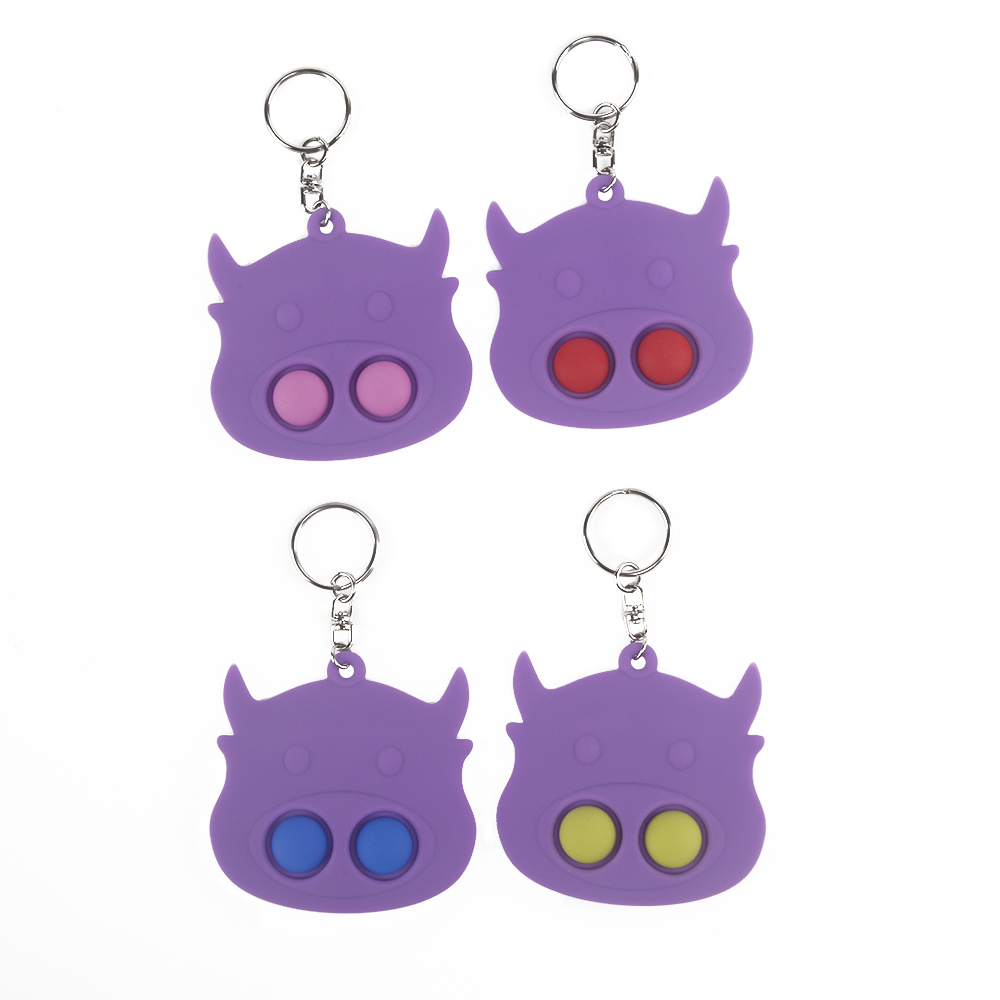 Good-looking Comfortable Bull Style Silicone Stress Relief Toy with Keychain