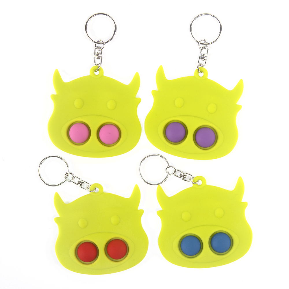 Good-looking Comfortable Bull Style Silicone Stress Relief Toy with Keychain