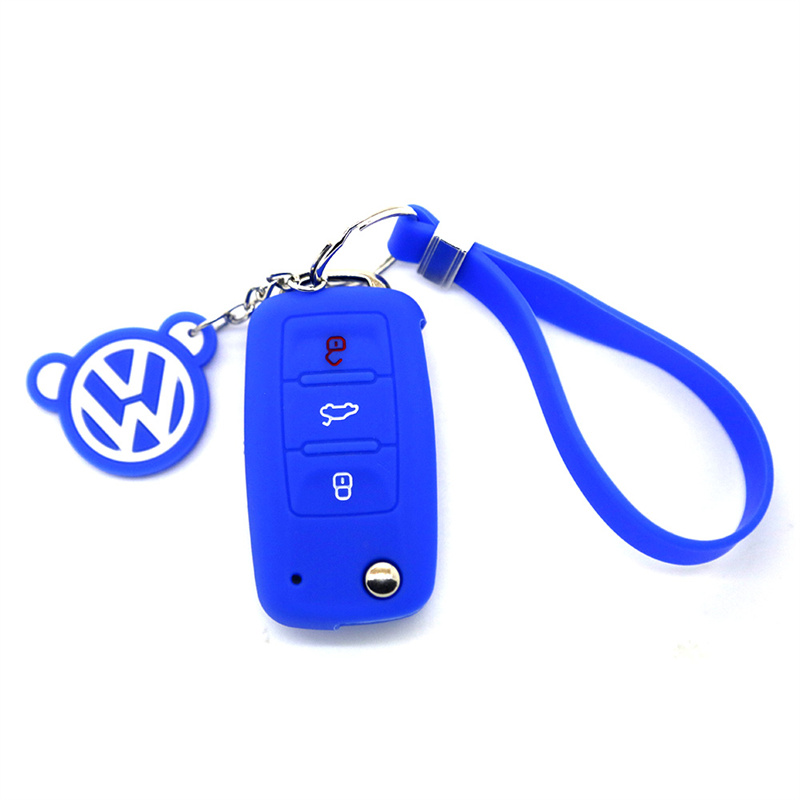 VW Silicone Key Cover with 3 Buttons and Embossed Design Fitting for Most Volkswagen Models