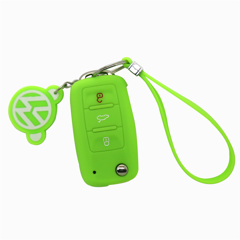 VW Silicone Key Cover with 3 Buttons and Embossed Design Fitting for Most Volkswagen Models