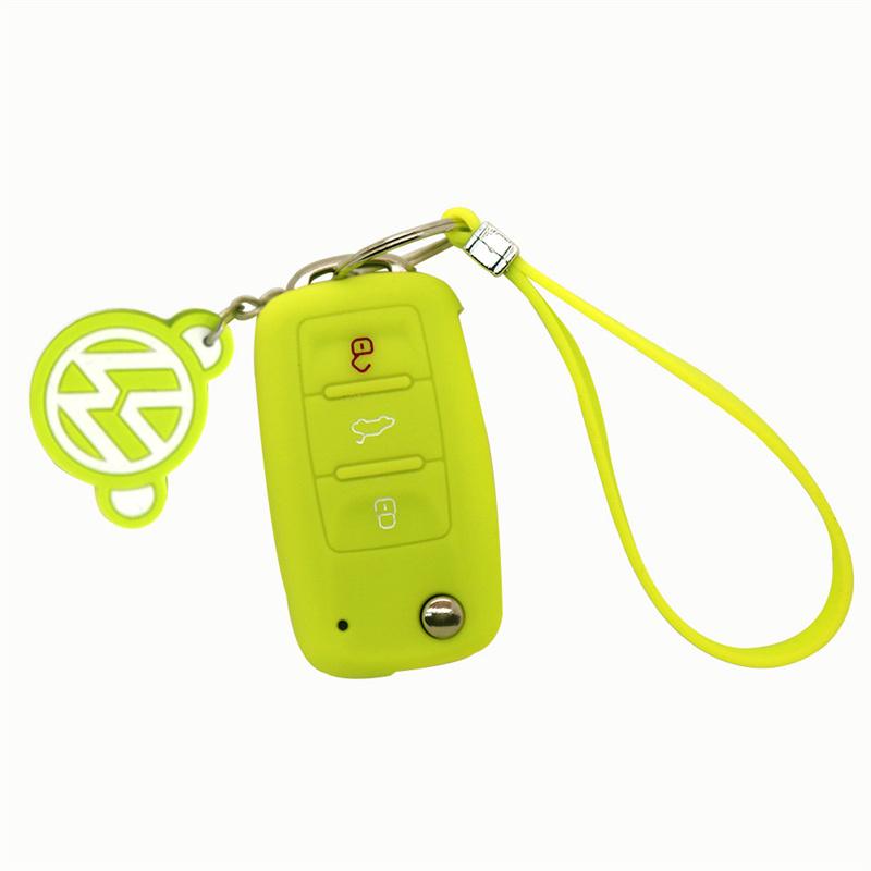 VW Silicone Key Cover with 3 Buttons and Embossed Design Fitting for Most Volkswagen Models